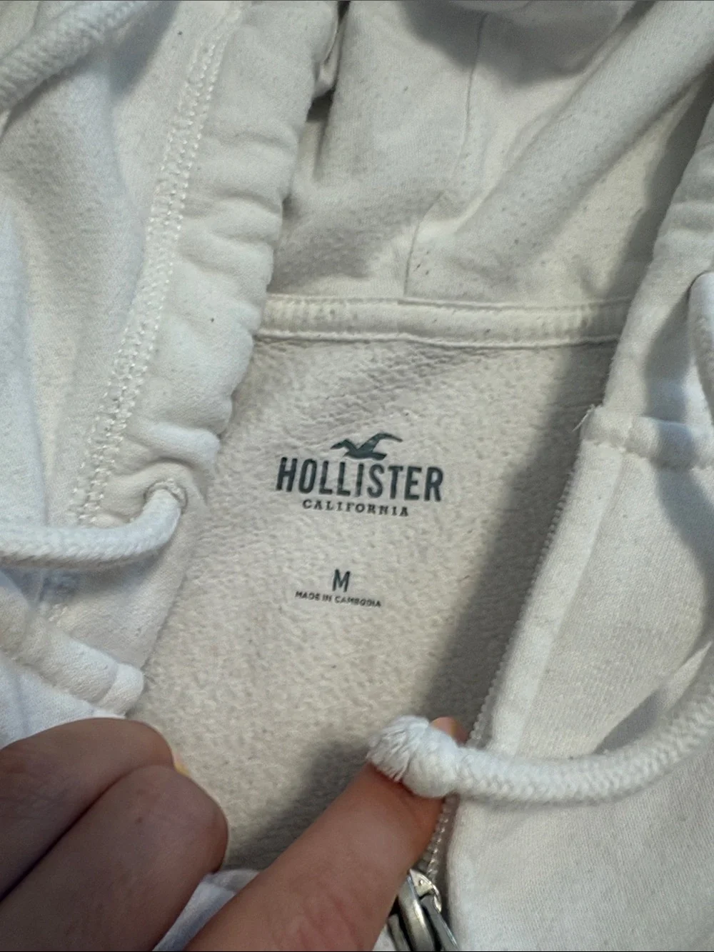 Hollister White Medium Crop -Zip Hoodie Jacket